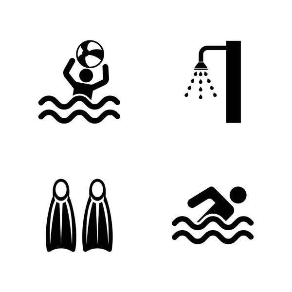 Zwembad. Eenvoudige verwante Vector Icons — Stockvector