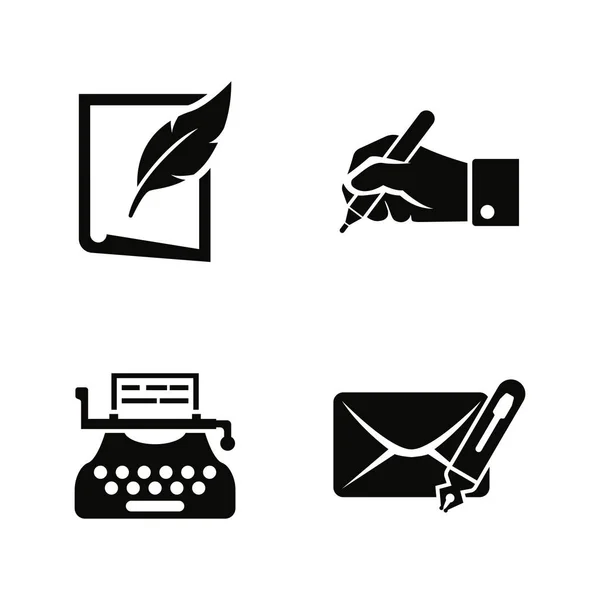 Writing and Typewriting. Simple Related Vector Icons — Stock Vector