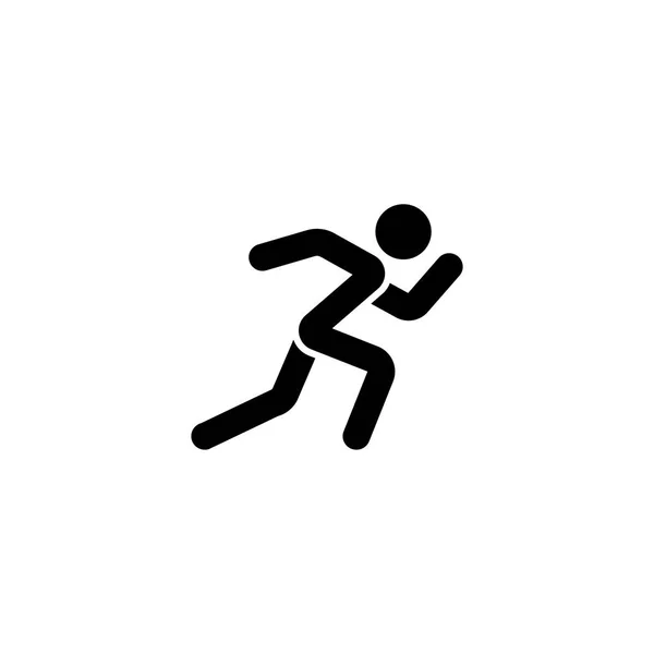 Running man icon white black silhouette — Stock Vector