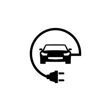 Elektrikli otomobil düz vektör simgesi
