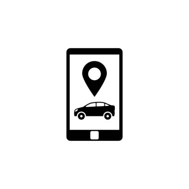 Taksi hizmeti düz vektör simgesi ile Smartphone