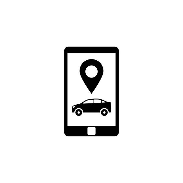 Smartphone mit flachem Vektorsymbol des Taxidienstes — Stockvektor