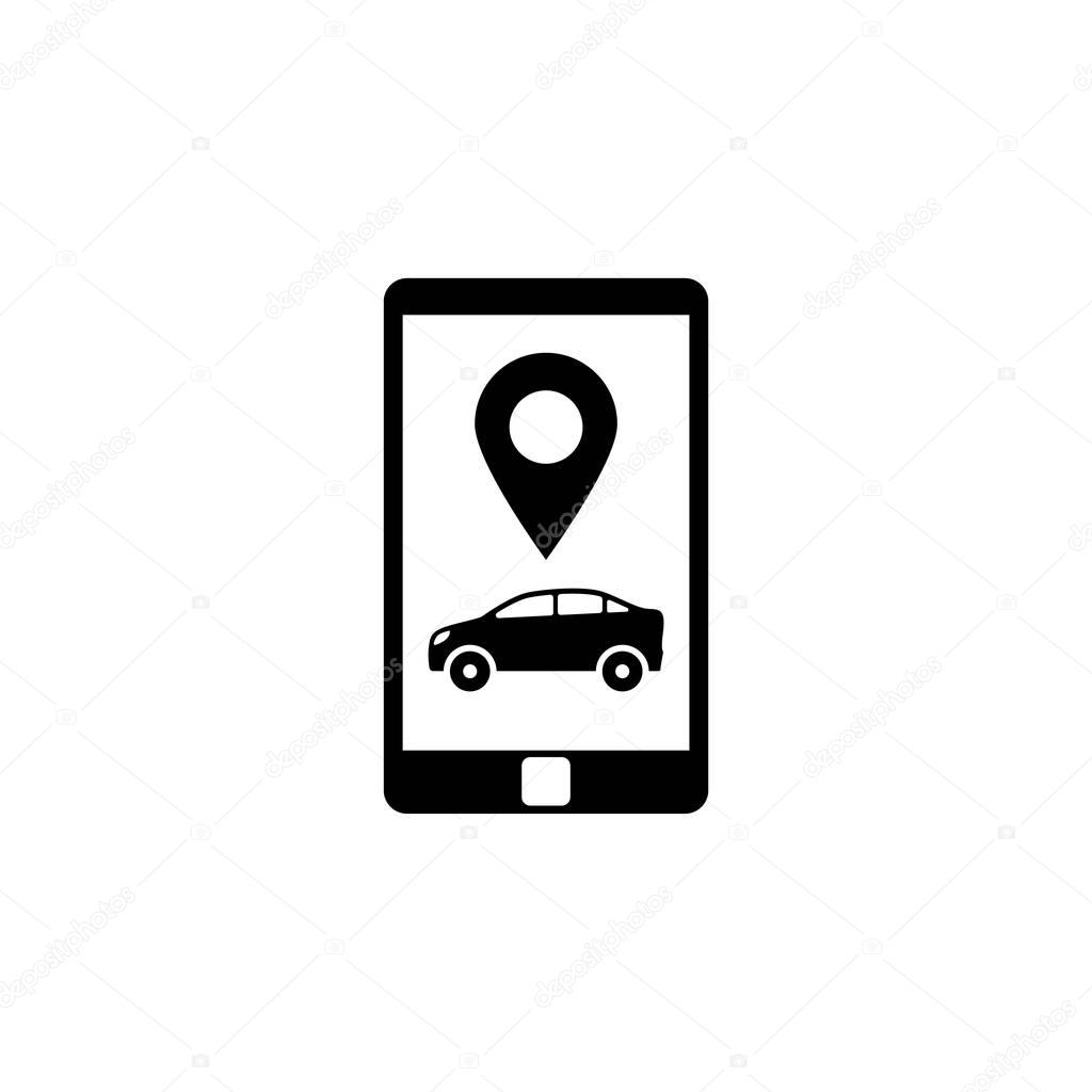 Smartphone with Taxi Service Flat Vector Icon