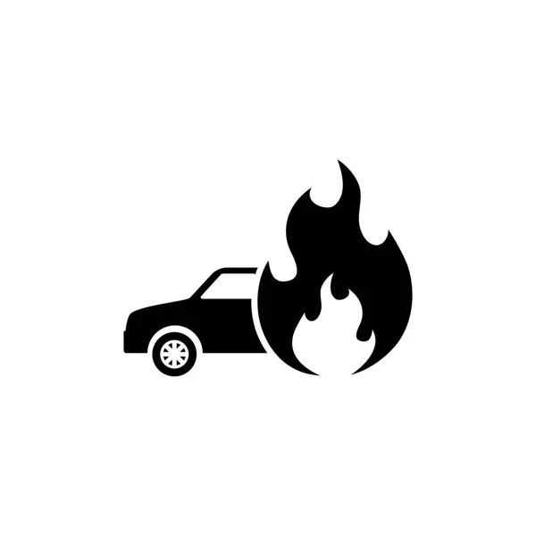 Vector plano del coche de fuego ardiente icono — Vector de stock