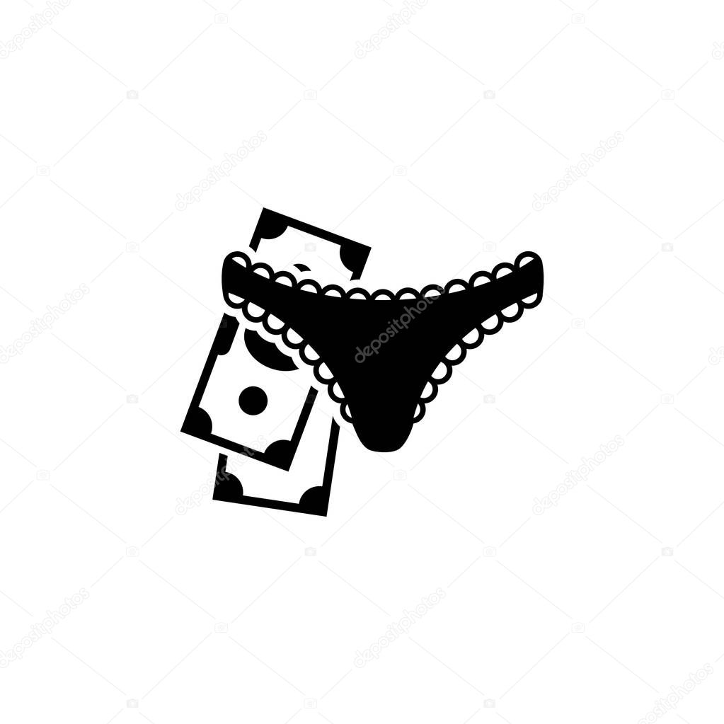 Prostitution. Women Panties with Money Flat Vector Icon