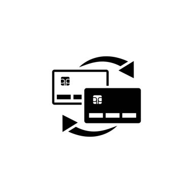 Plastik kart düz vektör simgesi arasında para transferi