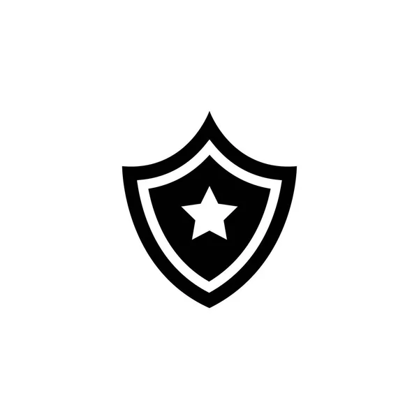 Ícone de Vetor Plano de Estrela de Escudo — Vetor de Stock