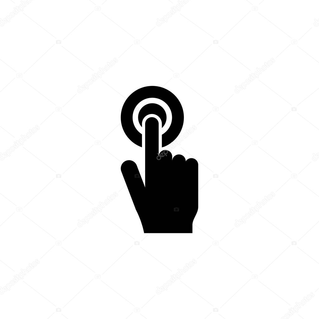 Touch Hand. Flat Vector Icon. Simple black symbol on white background