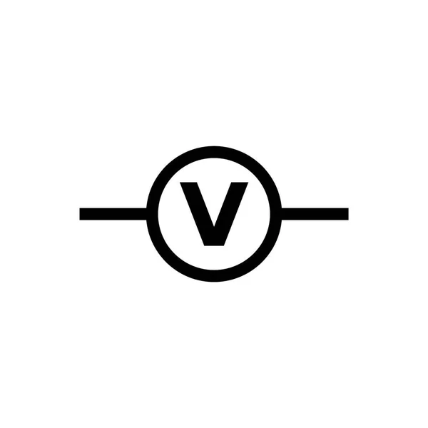 Electric Circuit Voltmeter Flat Vector Icon — Stock Vector