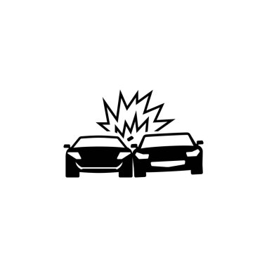 Çarpışma arabalar düz vektör simgesi