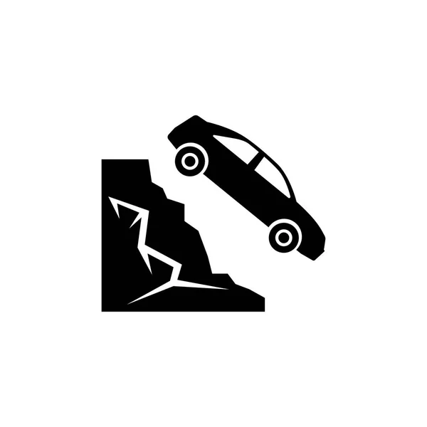 Carro caiu em Ravine de Mountain Flat Vector Icon — Vetor de Stock