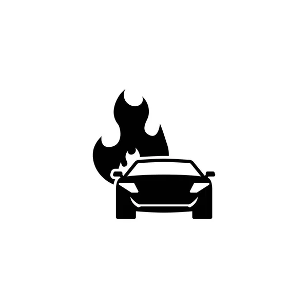 Płonący samochód płaskie wektor ikona — Wektor stockowy