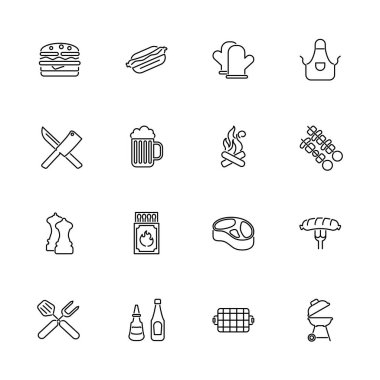Barbekü - düz vektör simgeler