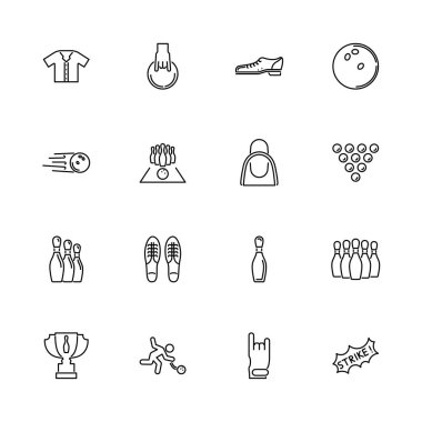 Bovling - düz vektör simgeler