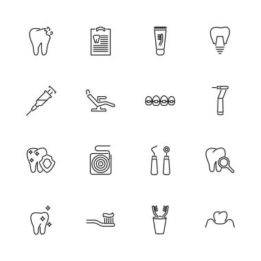 Diş - düz vektör simgeler