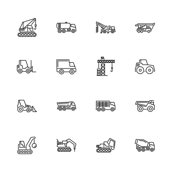 Vehículos de construcción - Iconos de vectores planos — Archivo Imágenes Vectoriales