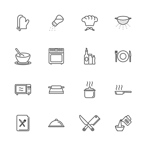 Cocina - Iconos de vectores planos — Archivo Imágenes Vectoriales