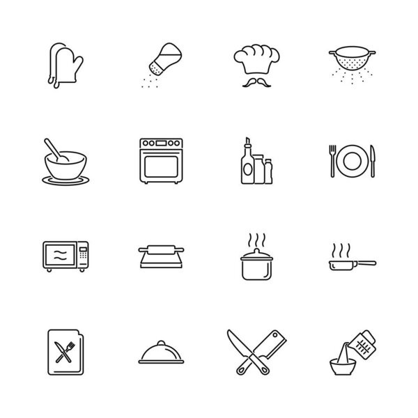 Кулинария - Плоские векторные иконы
