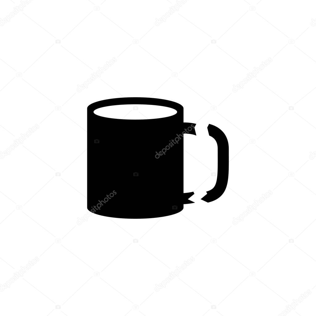 Broken Tea Cup, Destroy Porcelain Mug Flat Vector Icon