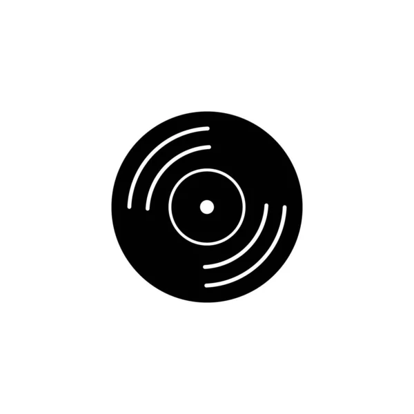 Retro Vinyl Disc Music Record Плоская Векторная Икона Простой Черный — стоковый вектор