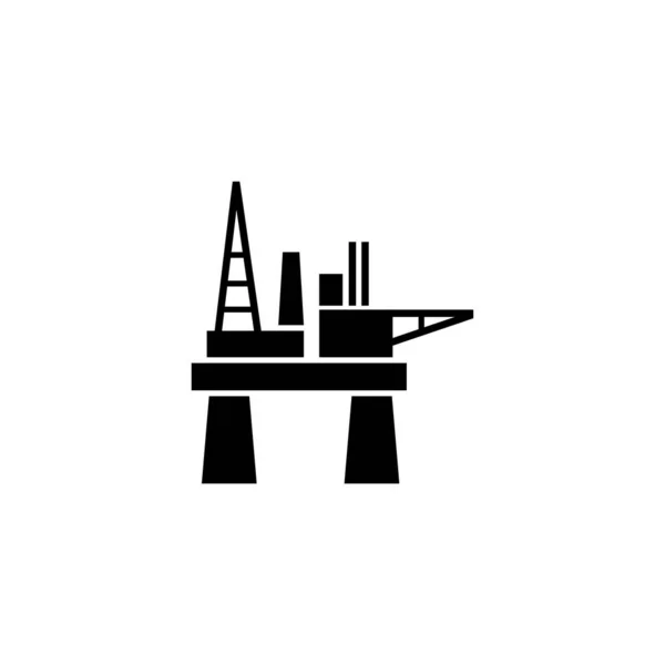 Offshore Olieplatform Drijvend Booreiland Platte Vectoricoon Illustratie Eenvoudig Zwart Symbool — Stockvector