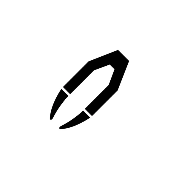Пинцет Брови Линзы Плоская Векторная Икона Простой Черный Символ Белом — стоковый вектор