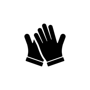 Koruyucu Lastik Eldivenler. Düz Vektör Simgesi illüstrasyonu. Beyaz arka planda basit bir siyah sembol. Web ve mobil Ui ögesi için koruyucu Bahçe Lastik Eldivenleri işaret şablonu tasarımı şablonu