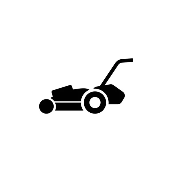 Lawn Mower Gardening Grass Cutter Flat Vector Icon Простий Чорний — стоковий вектор