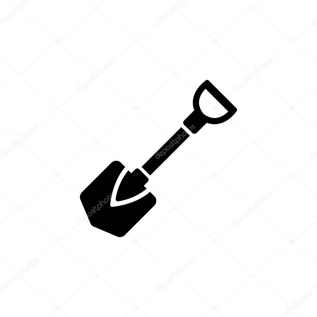 Gardening Shovel, Agriculture Farm Tools. Flat Vector Icon illustration. Simple black symbol on white background. Gardening Shovel, Farm Tools sign design template for web and mobile UI element