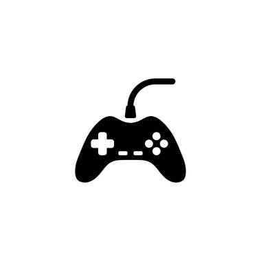 Oyun Kontrolörü, Oyun Alanı, Joystick. Düz Vektör Simgesi illüstrasyonu. Beyaz arka planda basit bir siyah sembol. Oyun Denetleyici, Gamepad, Joystick tasarım şablonu web ve mobil UI ögesi için