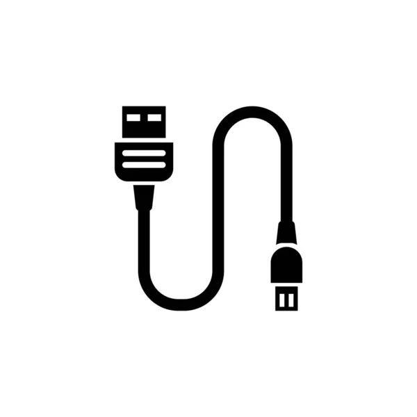 Looping Hardware Cord Charging Usb Cable Flat Vector Icon Illustration — Stock Vector