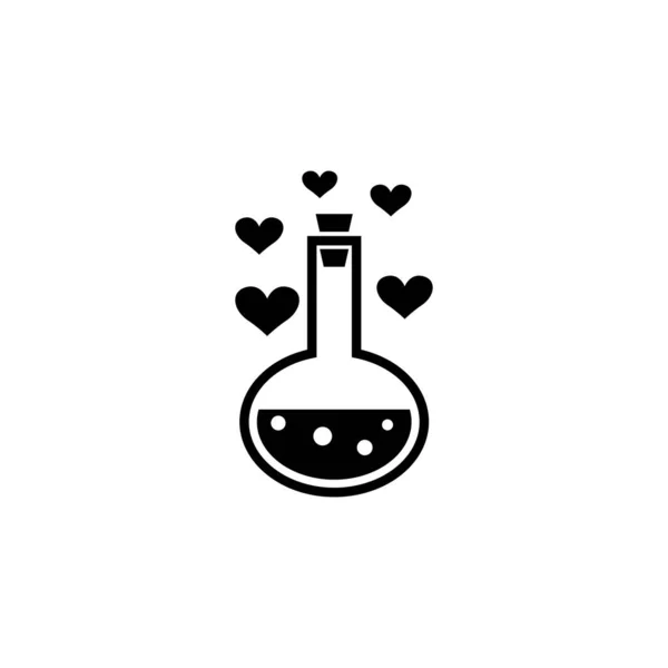 Love Potion Tube Hearts Bubbles Flat Vector Icon Illustration Simple — Stock Vector