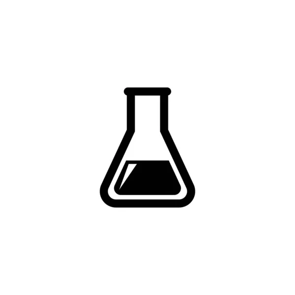 Laboratory Glass Experiment Flask Test Tube Flat Vector Icon Illustration — Stock Vector