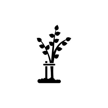 Yardım ve Destek Ağacı, Bakım Tesisi. Düz Vektör Simgesi illüstrasyonu. Beyaz arka planda basit bir siyah sembol. Web ve mobil UI ögesi için Yardım Bitkisi, Pasifleştirilmiş Ağaç tasarım şablonunu destekle