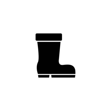 Wellington Ayakkabı, Lastik Ayakkabı Ayakkabı. Düz Vektör Simgesi illüstrasyonu. Beyaz arka planda basit bir siyah sembol. Wellington Boot, Rubber Ayakkabı İşaret Şablonu Web ve mobil UI ögesi