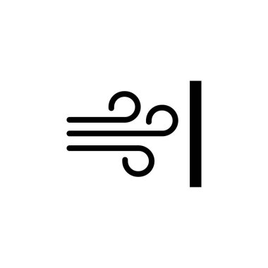 Duvara Karşı Rüzgar Gürültüsü, Dış Etki. Düz Vektör Simgesi illüstrasyonu. Beyaz arka planda basit bir siyah sembol. Ağ ve mobil UI ögesi için Rüzgar Gürültüsü Duvara Karşı tabela tasarım şablonu