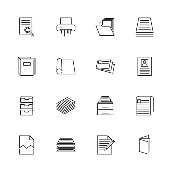 Office Document Accounting Outline Icons Set Schwarzes Symbol Auf Weißem — Stockvektor