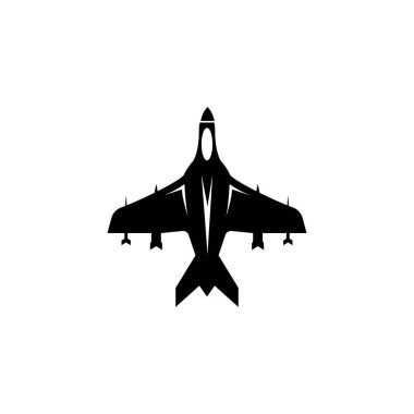 Flying Fighter Jet, War Airplane, Air Bomber. Flat Vector Icon illustration. Simple black symbol on white background. Flying Fighter Jet, Air Bomber sign design template for web and mobile UI element clipart