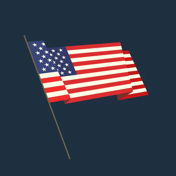 Vector flat style waving USA flag — Stock Vector
