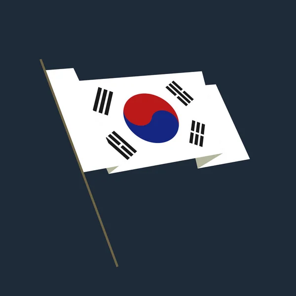 Vector flat style waving Republic of Korea Flag — Stock Vector