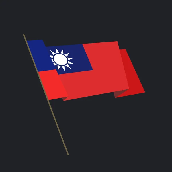 Tayvan bayrağı sallayarak vektör düz stil — Stok Vektör