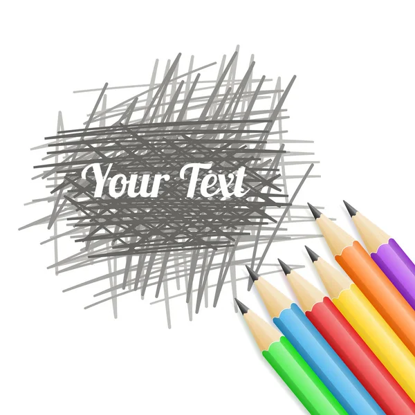 Vector colored pencils with scribble and space for your text — Stock Vector