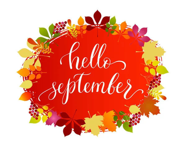 Letras de estilo de vida vectorial Hello September — Vector de stock