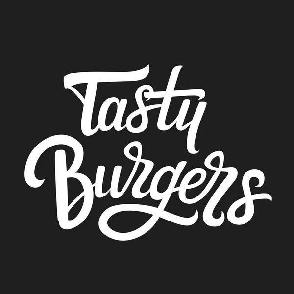Ilustração vetorial com letras desenhadas à mão "Burgers saborosos " — Vetor de Stock