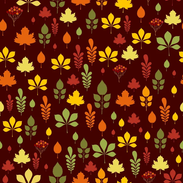 无缝模式与不同秋天的树叶 — 图库矢量图片