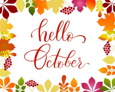 Vektör yaşam tarzı yazı Merhaba Ekim