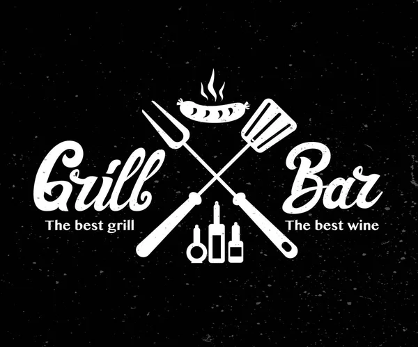 Vintage-Grill-Bar-Logo-design — Stockvektor