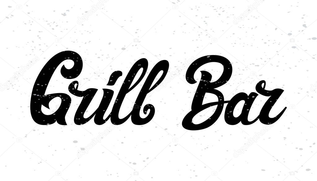 Vintage Grill Bar logo design, grange print stamp, creative grill bar typography emblem, Vector illustratio