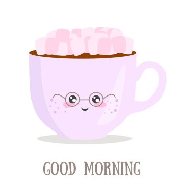 Kahve marshmallow ile şirin metin ile