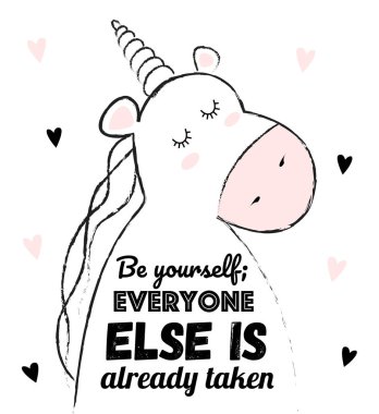 Vektör karikatür kroki tek boynuzlu at çizim